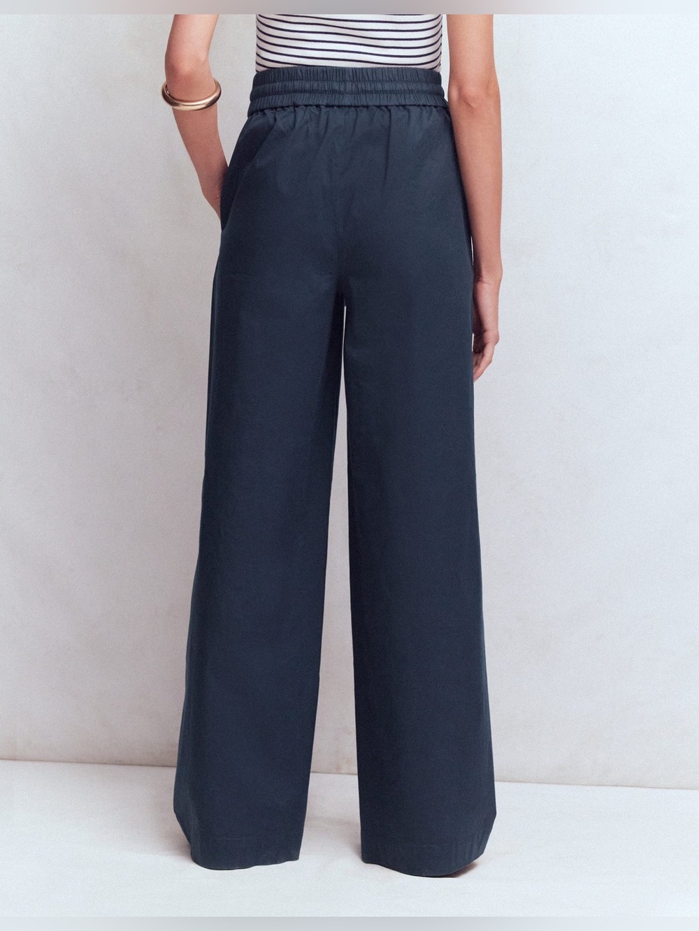 Boden Greenwich Tie Waist Wide Leg Pants in Navy, Size 2 - Picture 3 of 11